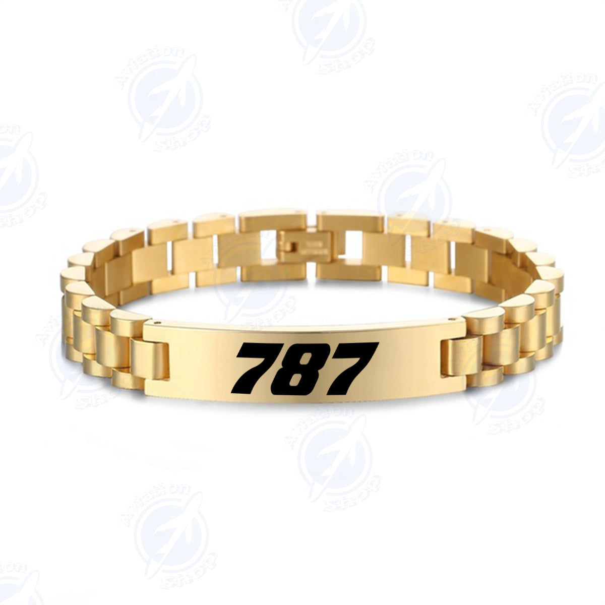 787 Flat Text Designed Stainless Steel Chain Bracelets