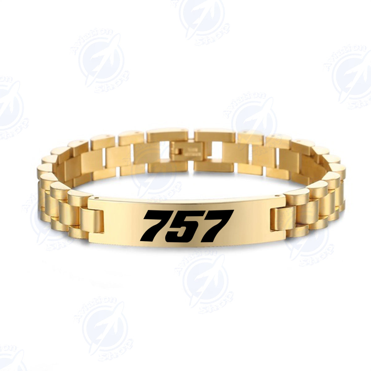 757 Flat Text Designed Stainless Steel Chain Bracelets