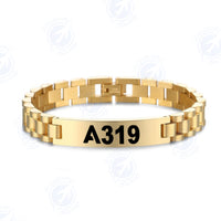Thumbnail for A319 Flat Text Designed Stainless Steel Chain Bracelets