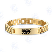Thumbnail for Boeing 737 & Text Designed Stainless Steel Chain Bracelets