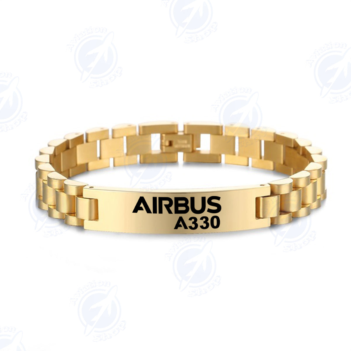 Airbus A330 & Text Designed Stainless Steel Chain Bracelets