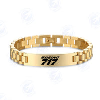 Thumbnail for Boeing 717 & Text Designed Stainless Steel Chain Bracelets