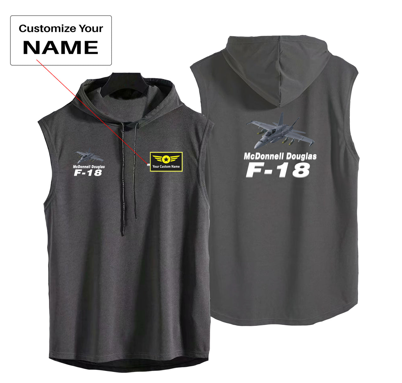The McDonnell Douglas F18 Designed Hooded Tank Tops