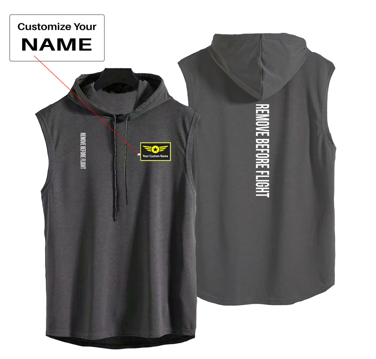 Remove Before Flight 3 Designed Hooded Tank Tops
