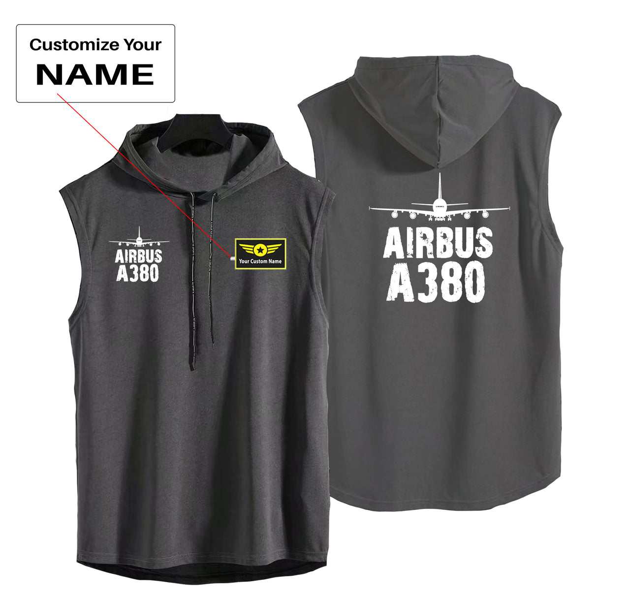Airbus A380 & Plane Designed Hooded Tank Tops