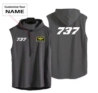 Thumbnail for 737 Flat Text Designed Hooded Tank Tops