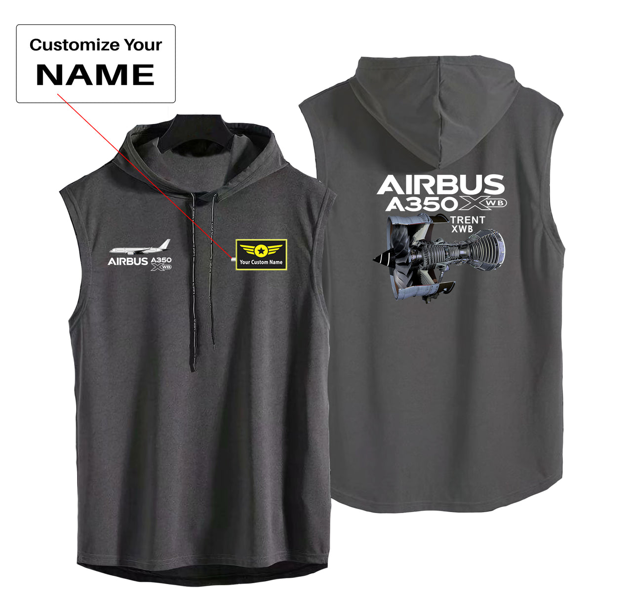 Airbus A350 & Trent XWB Engine Designed Hooded Tank Tops