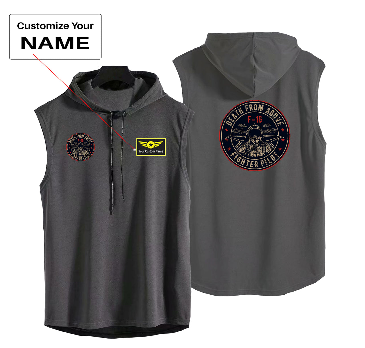 Fighter Jet 16 - Death From Above Designed Hooded Tank Tops