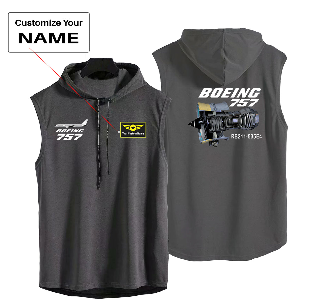 Boeing 757 & Rolls Royce Engine (RB211) Designed Hooded Tank Tops