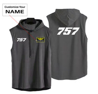 Thumbnail for 757 Flat Text Designed Hooded Tank Tops