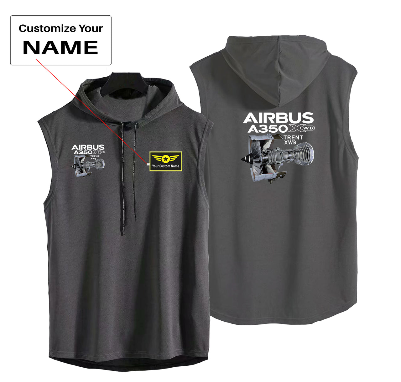 Airbus A350 & Trent Wxb Engine Designed Hooded Tank Tops