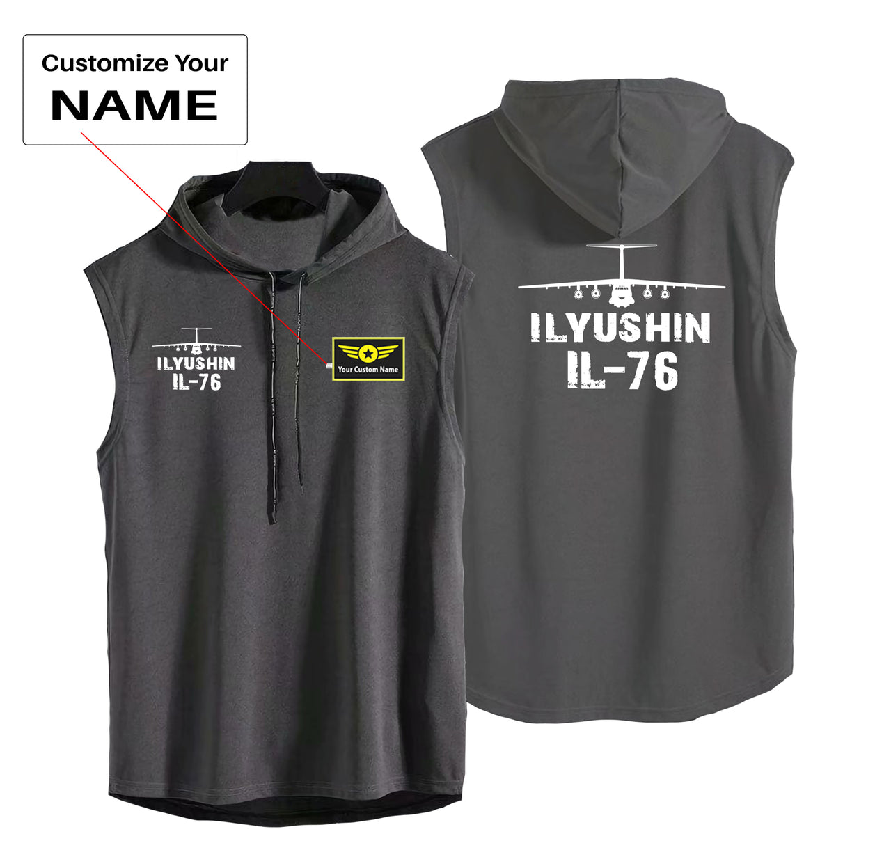ILyushin IL-76 & Plane Designed Hooded Tank Tops