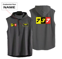 Thumbnail for Flat Colourful 737 Designed Hooded Tank Tops