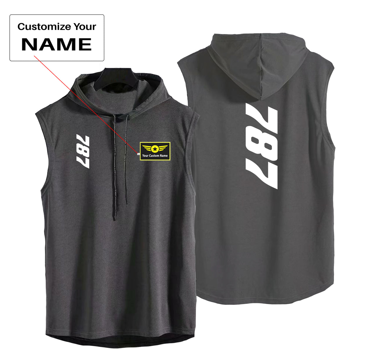 Boeing 787 Text Designed Hooded Tank Tops
