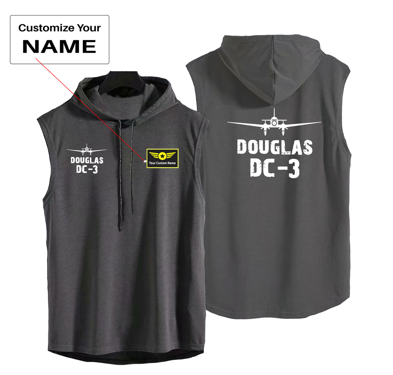 Douglas DC-3 & Plane Designed Hooded Tank Tops