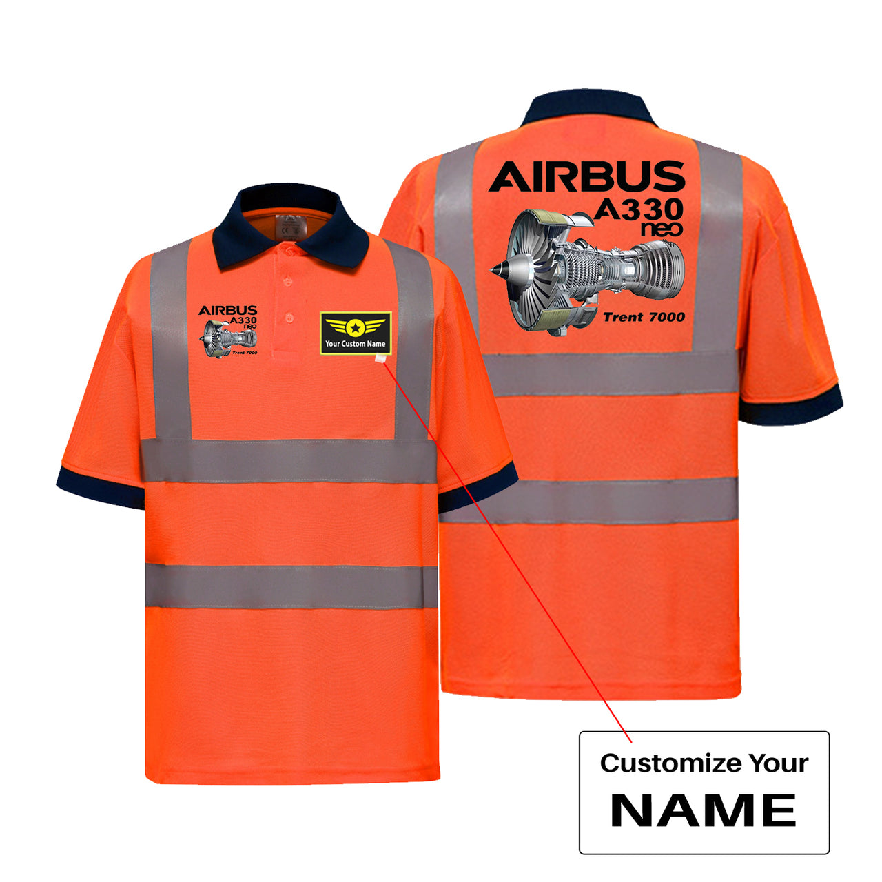 Airbus A330neo & Trent 7000 Designed Reflective Polo T-Shirts