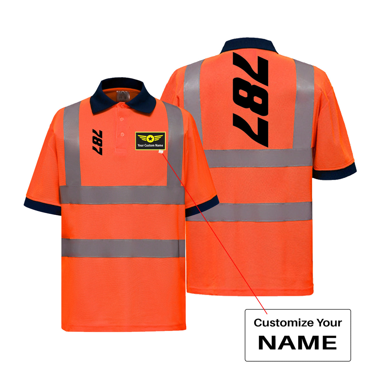 Boeing 787 Text Designed Reflective Polo T-Shirts