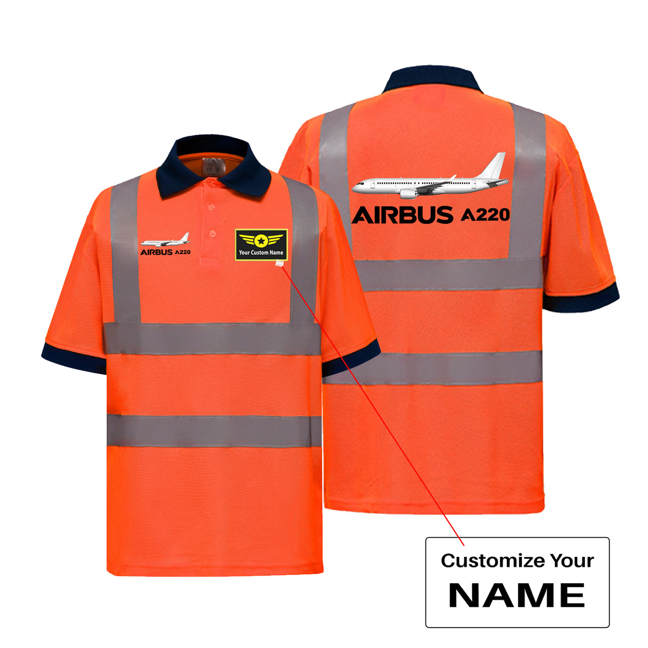 The Airbus A220 Designed Reflective Polo T-Shirts
