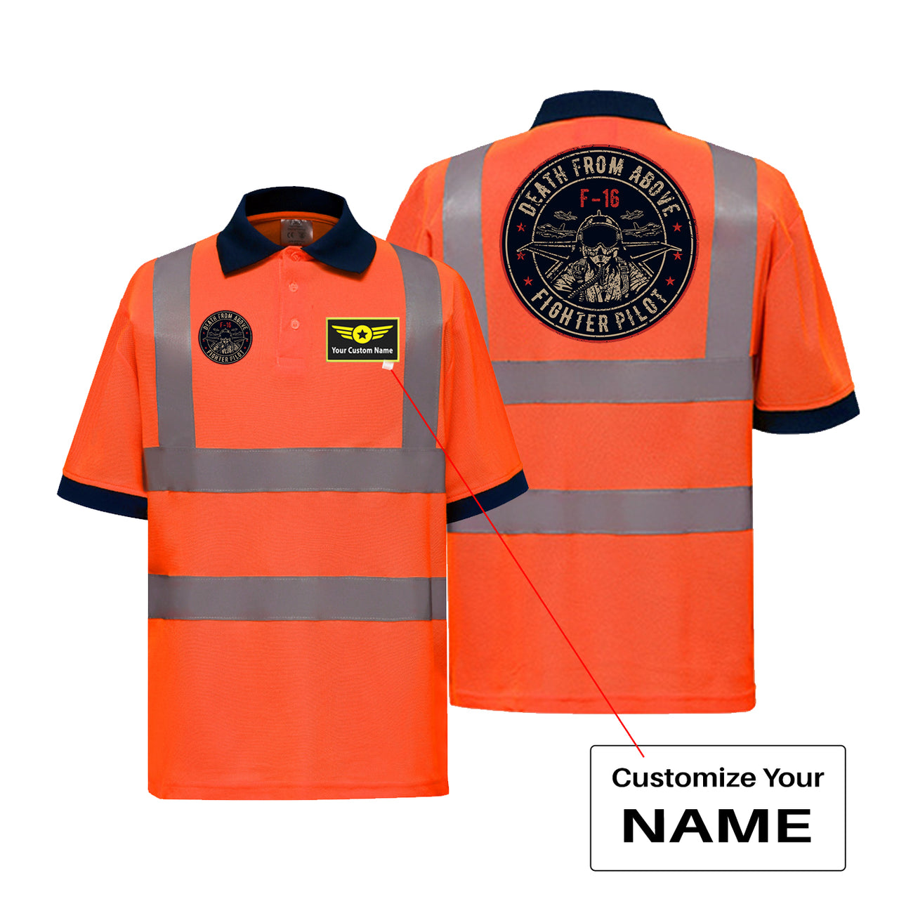 Fighter Jet 16 - Death From Above Designed Reflective Polo T-Shirts