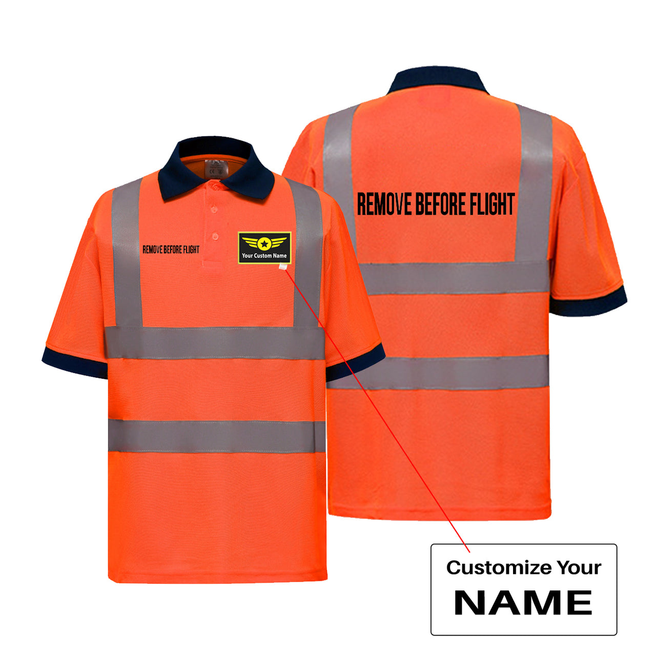 Remove Before Flight 2 Designed Reflective Polo T-Shirts