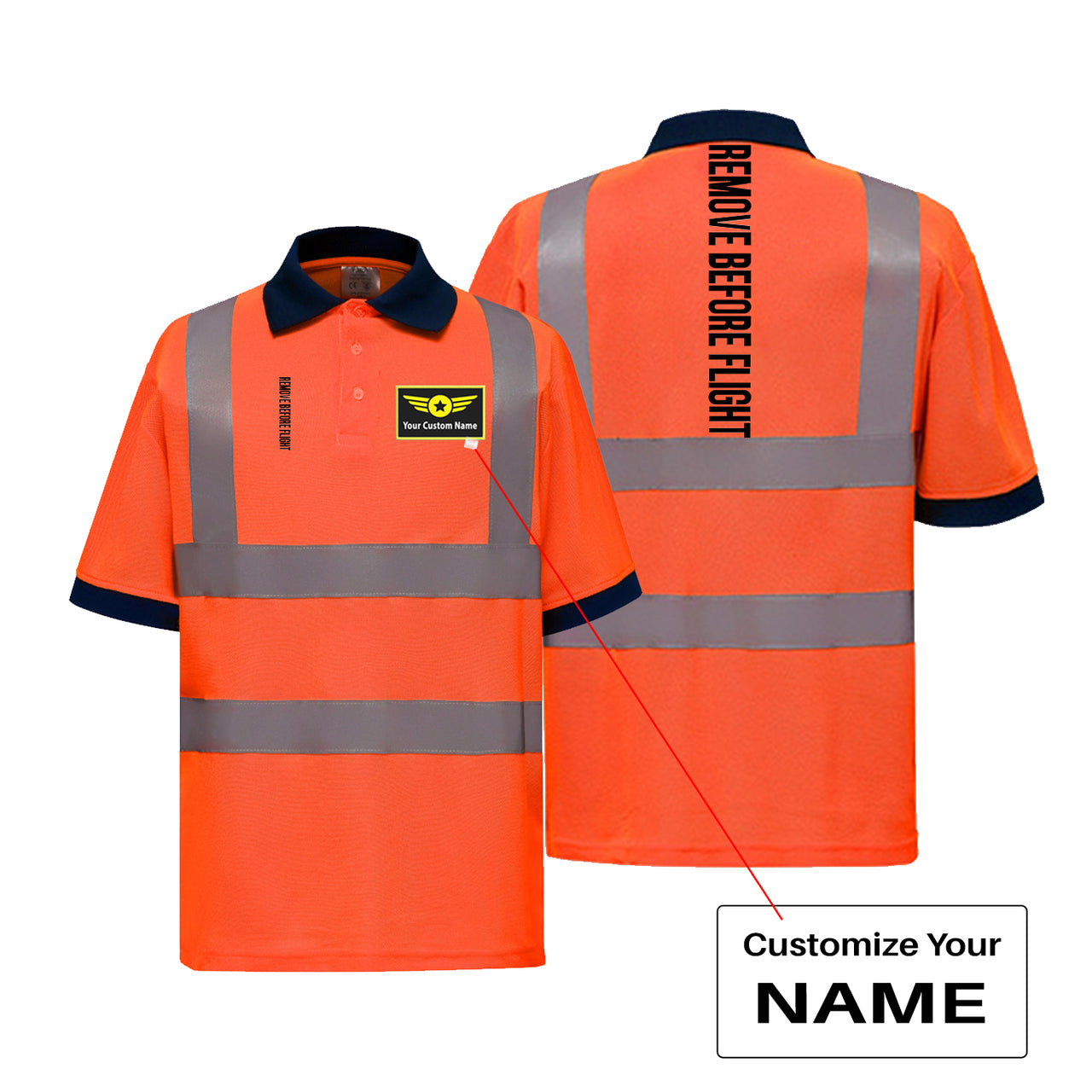 Remove Before Flight 3 Designed Reflective Polo T-Shirts