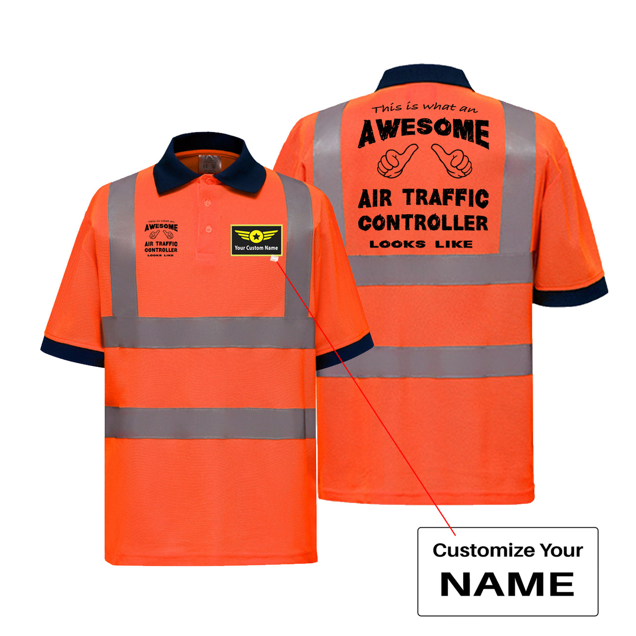Air Traffic Controller Designed Reflective Polo T-Shirts