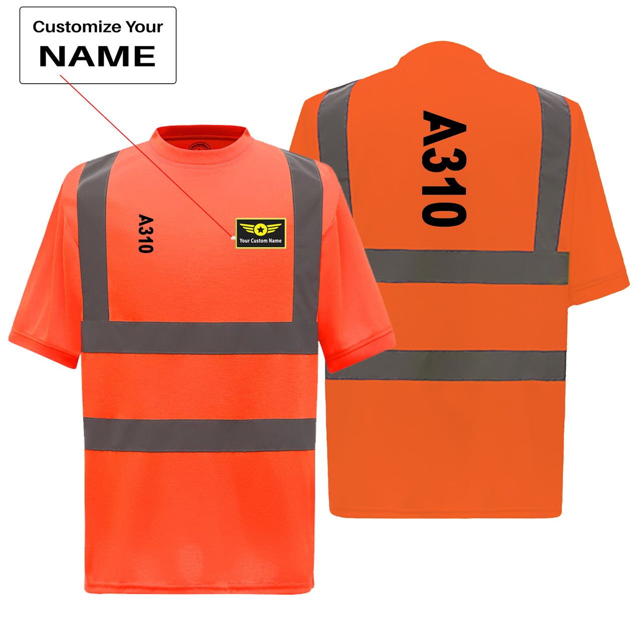 A310 Text Designed Reflective T-Shirts