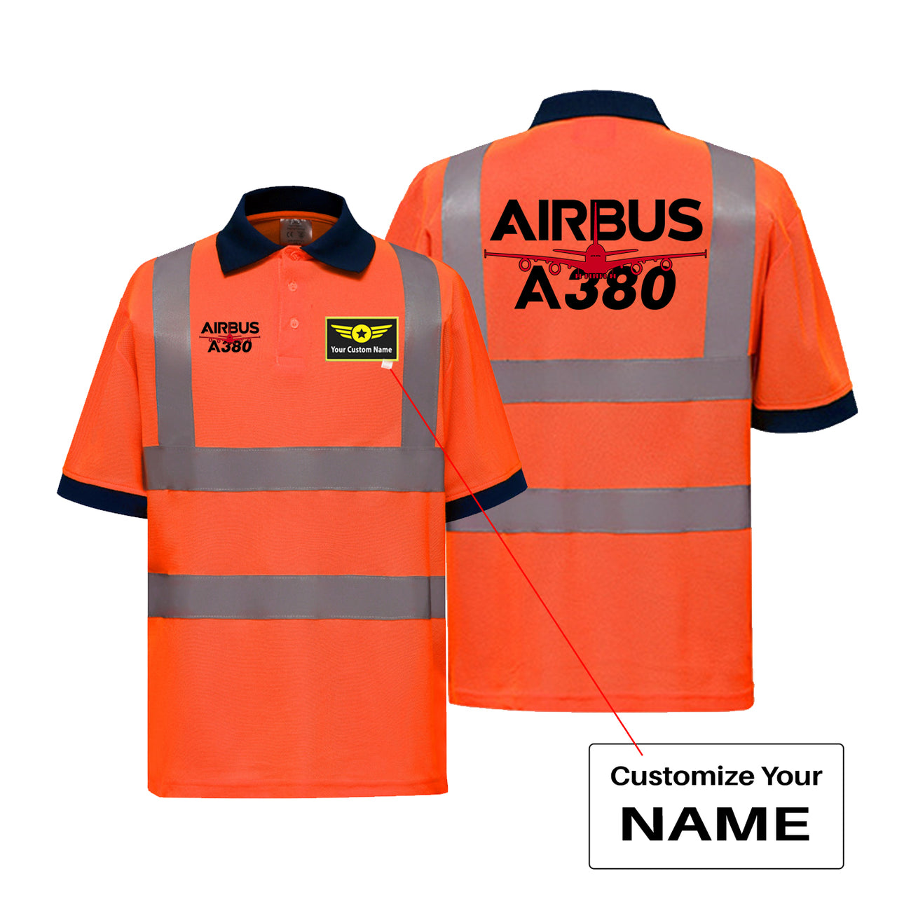 Amazing Airbus A380 Designed Reflective Polo T-Shirts