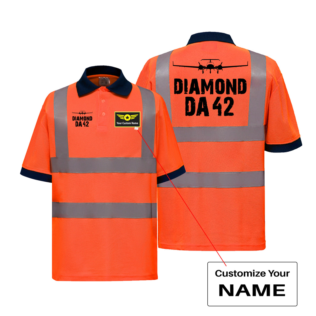 Diamond DA42 & Plane Designed Reflective Polo T-Shirts