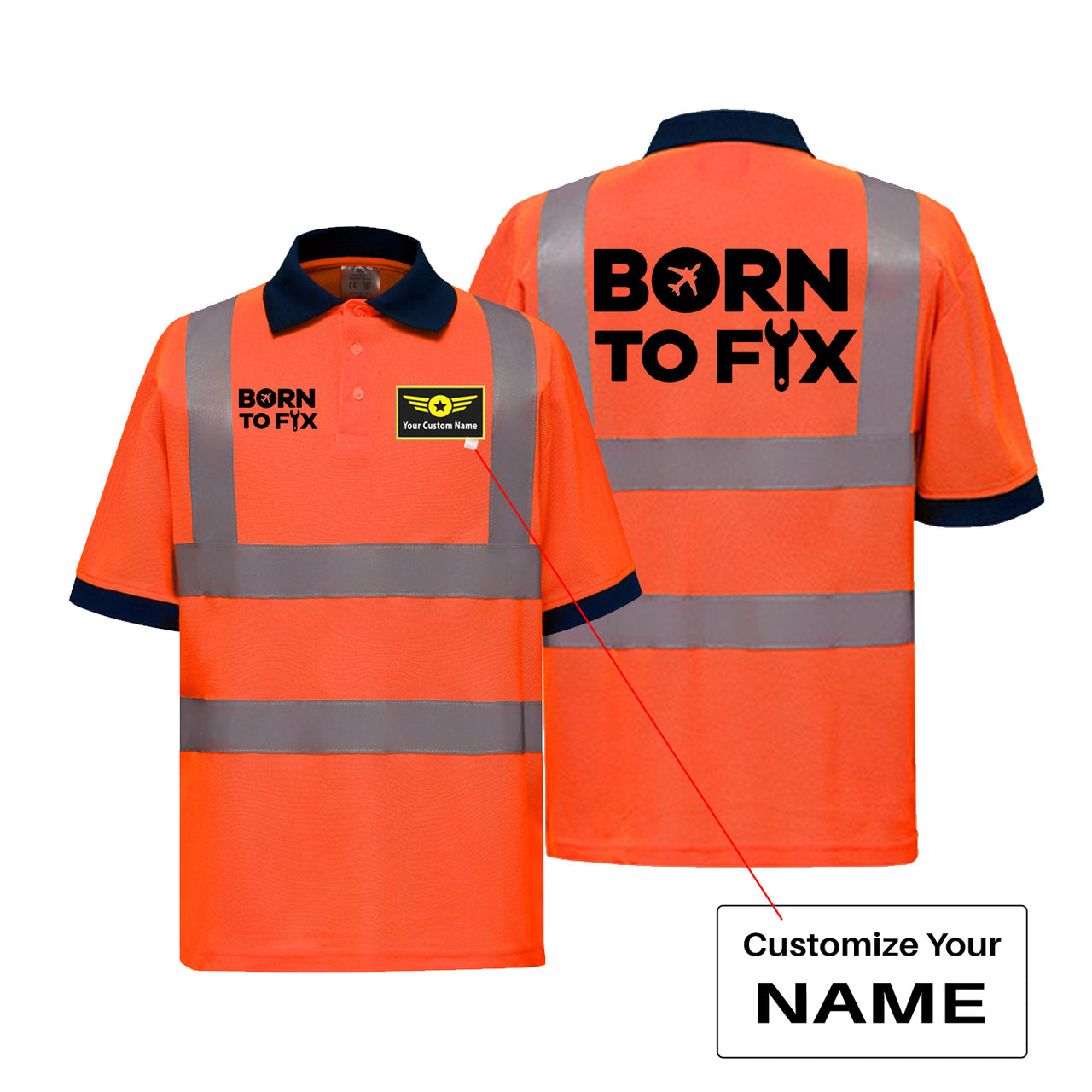 Born To Fix Airplanes Designed Reflective Polo T-Shirts