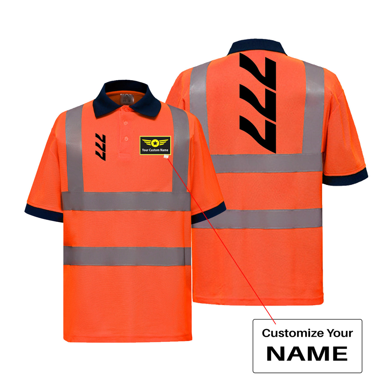 Boeing 777 Text Designed Reflective Polo T-Shirts