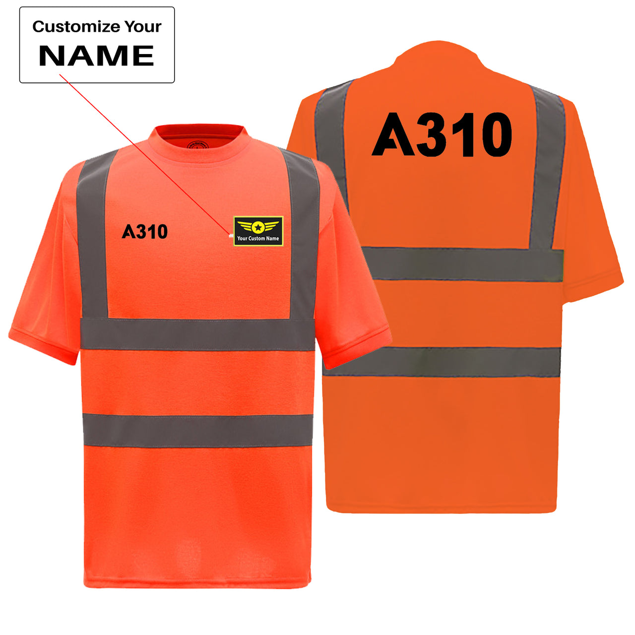 A310 Flat Text Designed Reflective T-Shirts