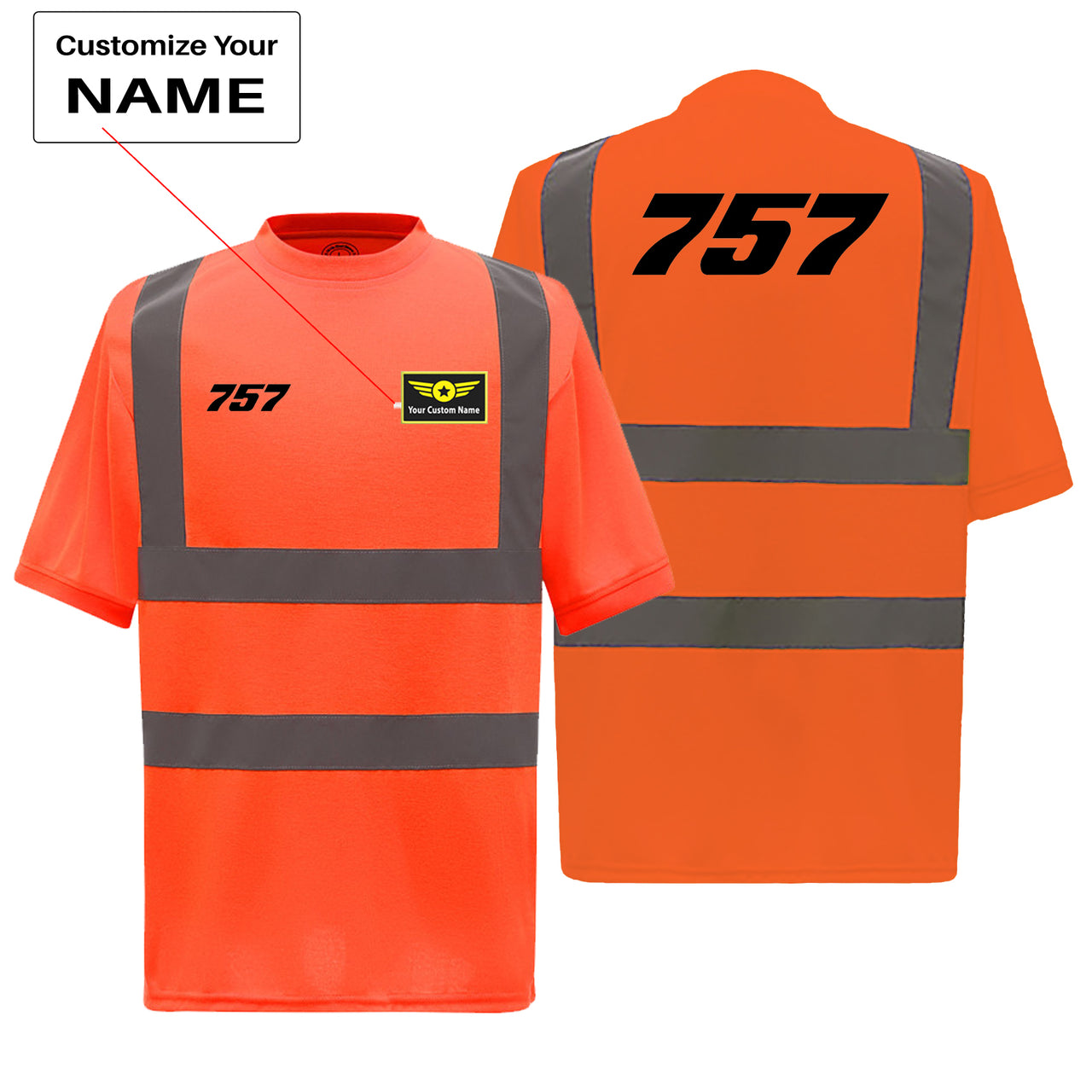 757 Flat Text Designed Reflective T-Shirts