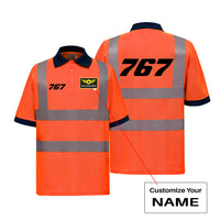 Thumbnail for 767 Flat Text Designed Reflective Polo T-Shirts