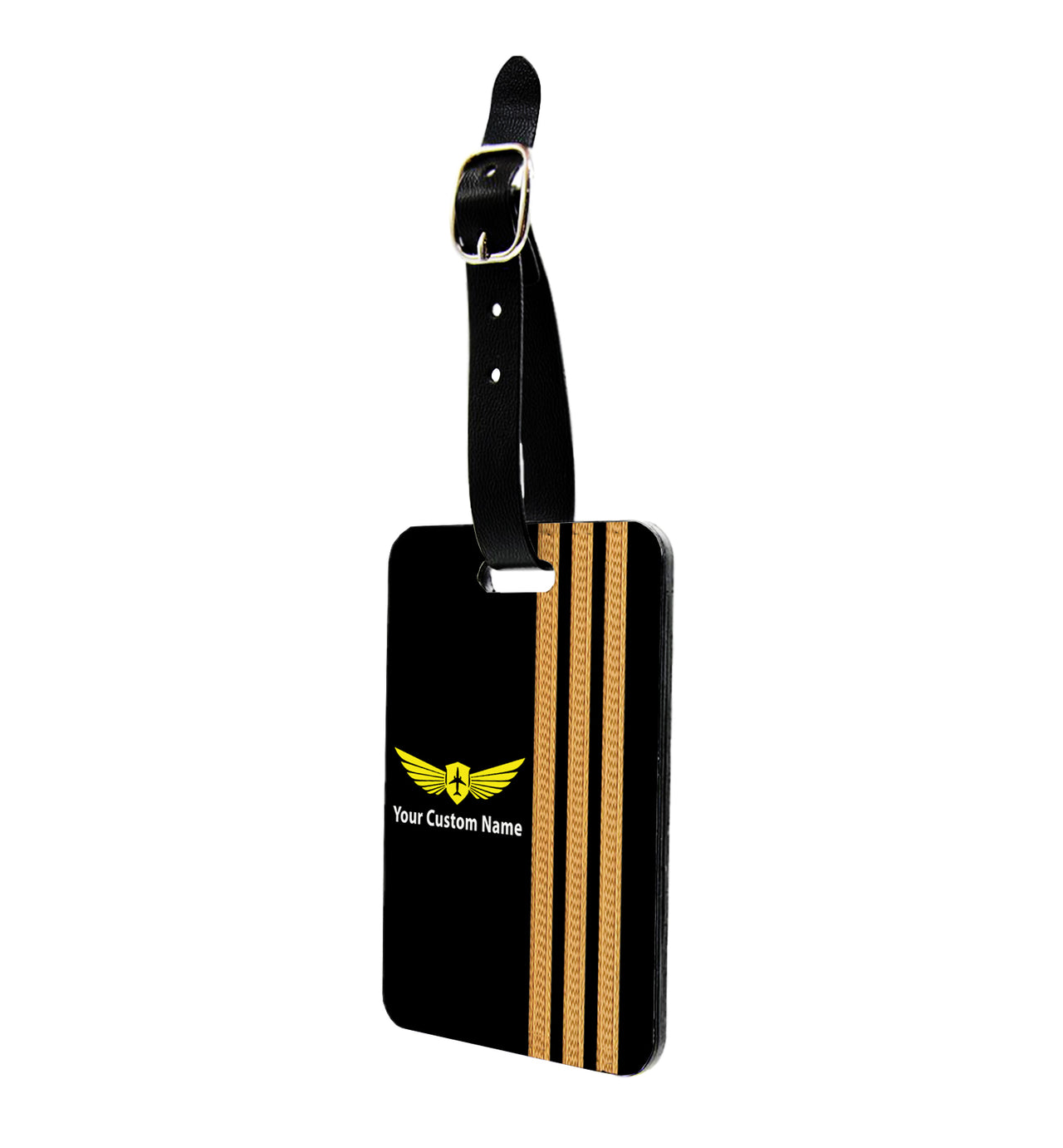 Customizable Name & Badge & Golden Special Pilot Epaulettes (4,3,2 Lines) Designed Luggage Tag