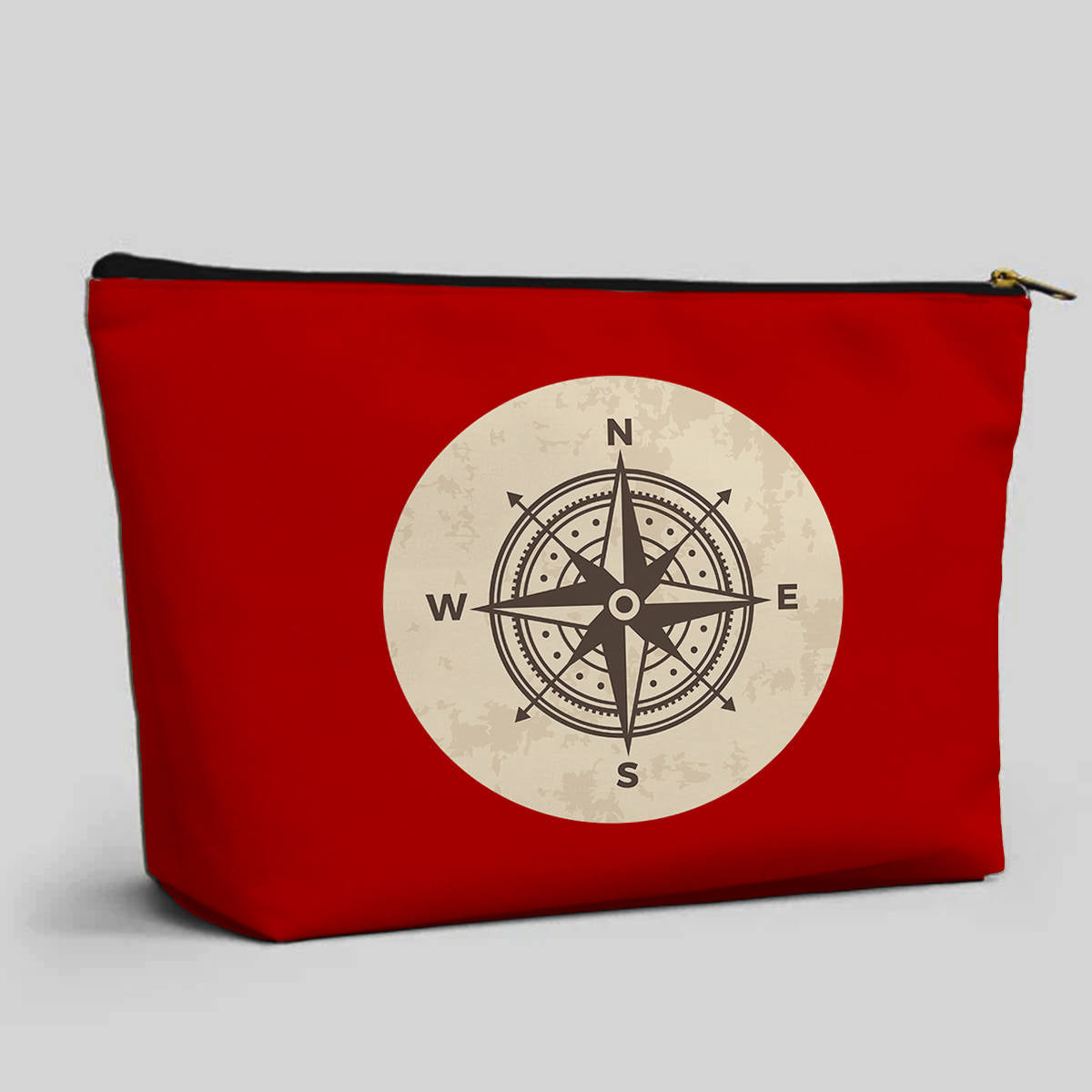 Vintage Designed Compass Designed Zipper Pouch