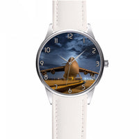 Thumbnail for Amazing Military Aircraft at Night Designed Fashion Leather Strap Watches