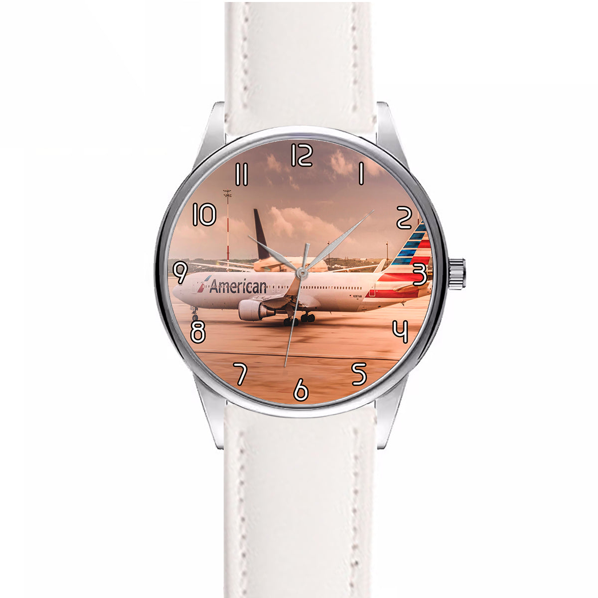 American Airlines Boeing 767 Designed Fashion Leather Strap Watches