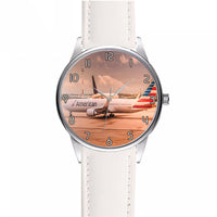 Thumbnail for American Airlines Boeing 767 Designed Fashion Leather Strap Watches