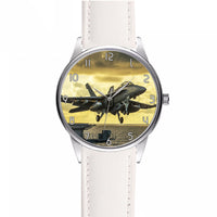 Thumbnail for Departing Jet Aircraft Designed Fashion Leather Strap Watches