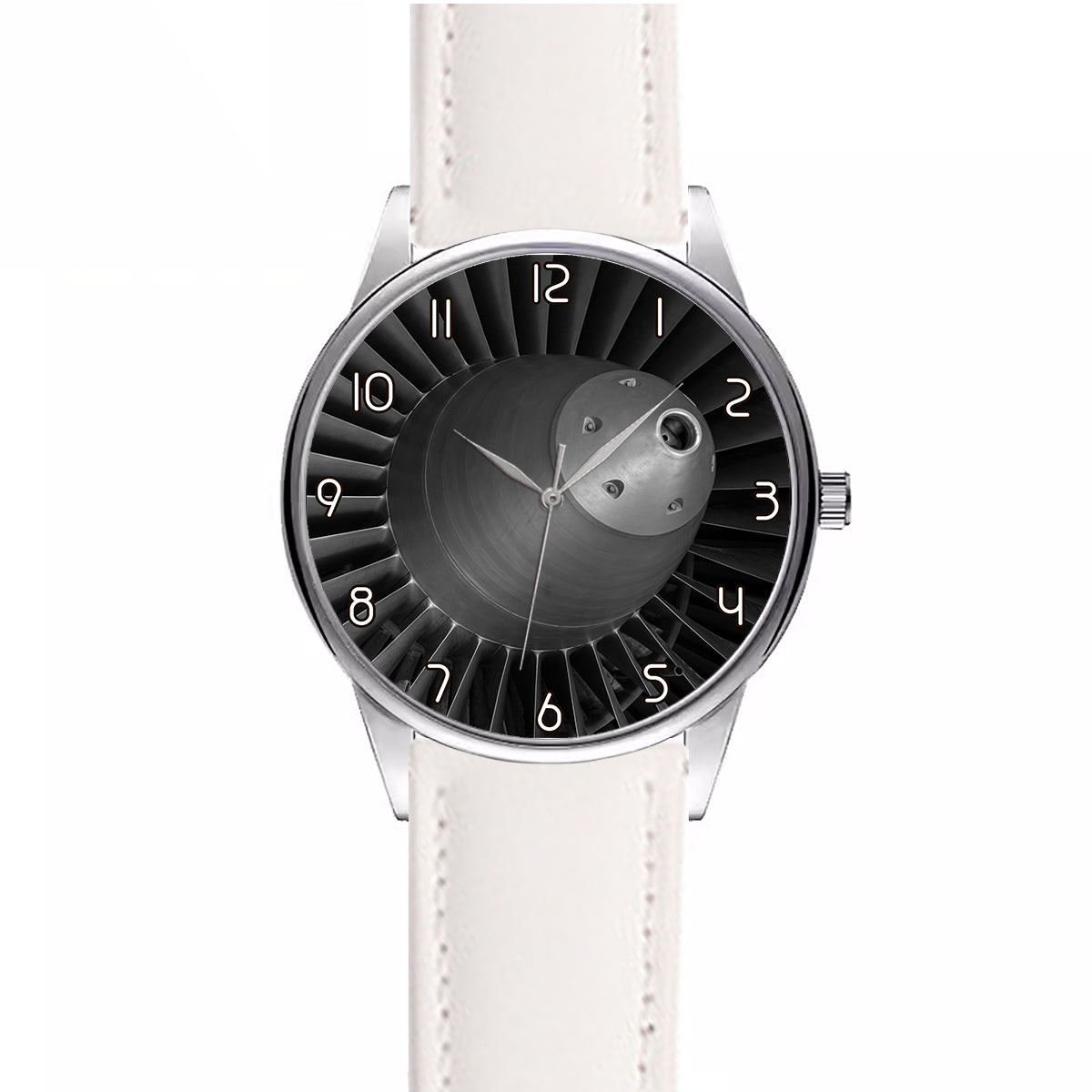 Super View of Jet Engine Designed Fashion Leather Strap Watches