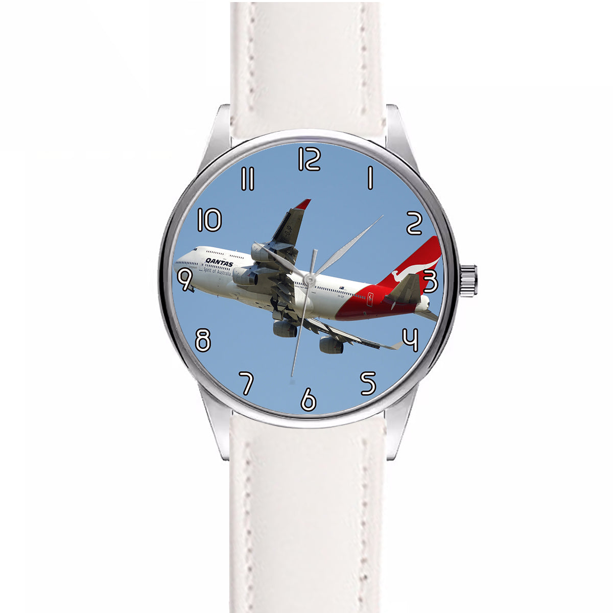 Departing Qantas Boeing 747 Designed Fashion Leather Strap Watches