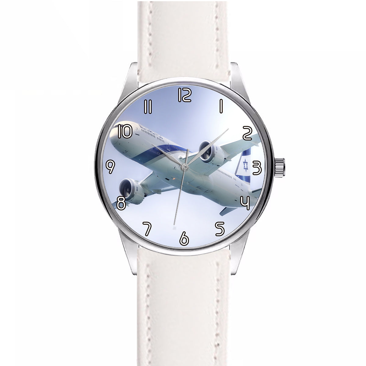 Close up to Israel Airways (El-al) Boeing 787 Designed Fashion Leather Strap Watches