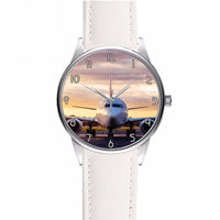 Thumbnail for Face to Face with Boeing 737-800 During Sunset Designed Fashion Leather Strap Watches
