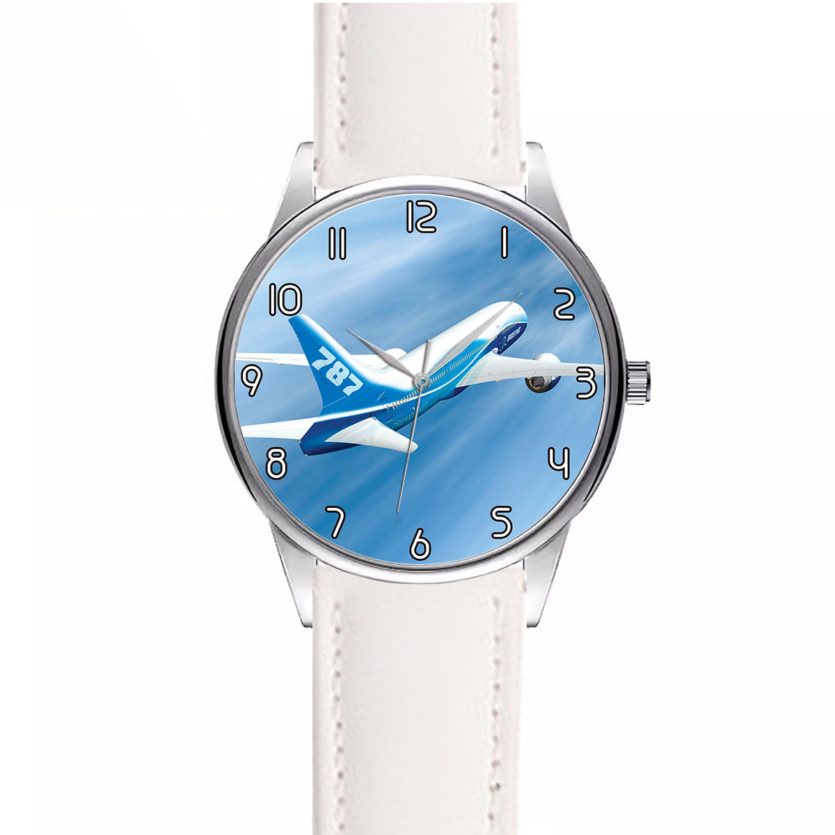 Beautiful Painting of Boeing 787 Dreamliner Designed Fashion Leather Strap Watches