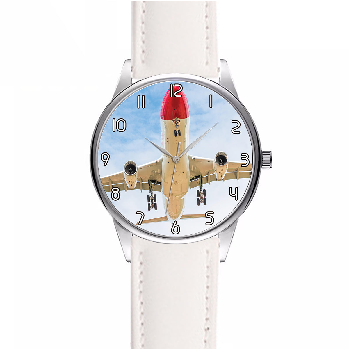 Beautiful Airbus A330 on Approach copy Designed Fashion Leather Strap Watches