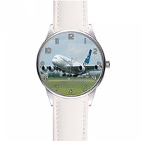 Thumbnail for Departing Airbus A380 with Original Livery Designed Fashion Leather Strap Watches
