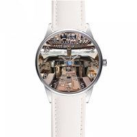 Thumbnail for Boeing 747 Cockpit Designed Fashion Leather Strap Watches