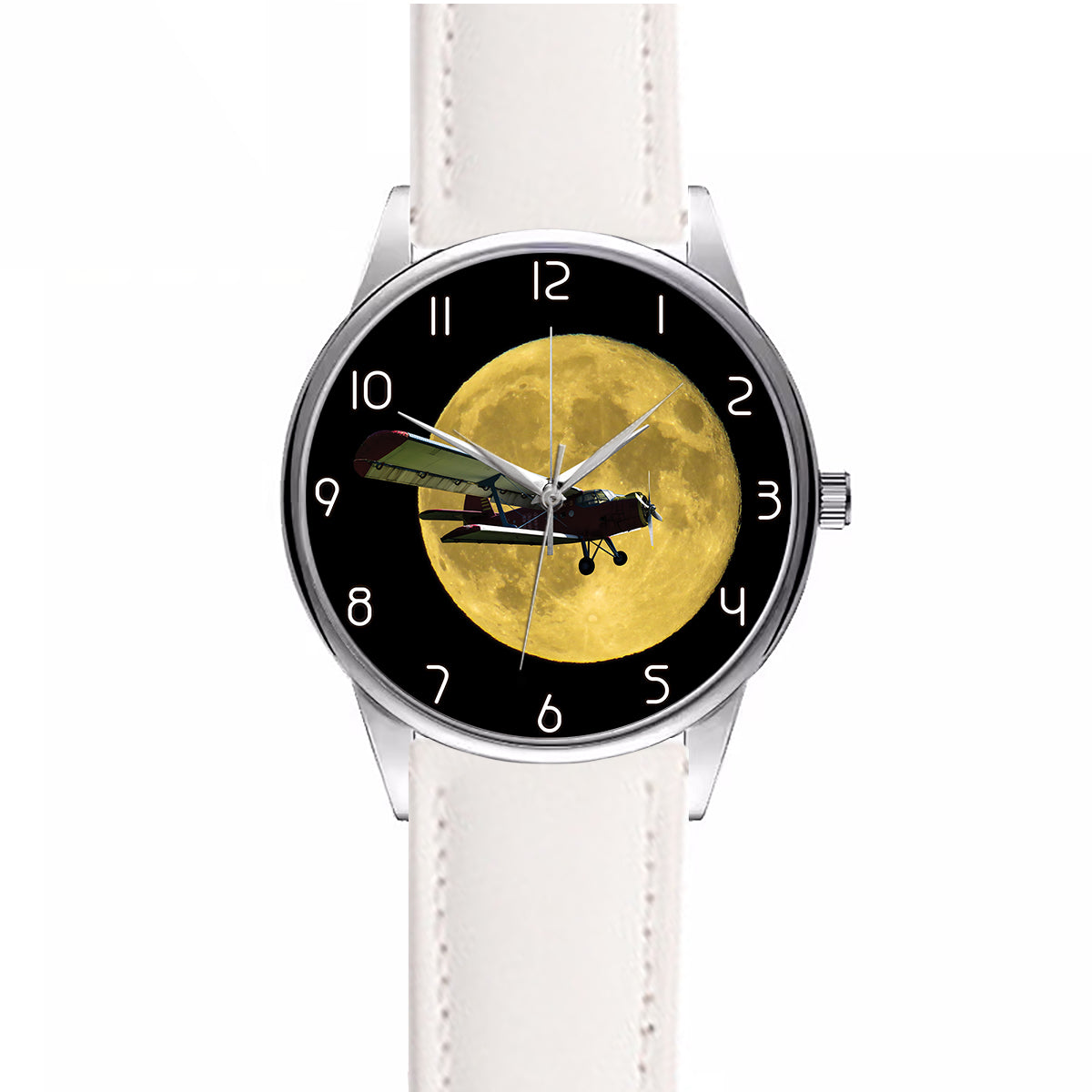 Antonov-2 With Moon Designed Fashion Leather Strap Watches