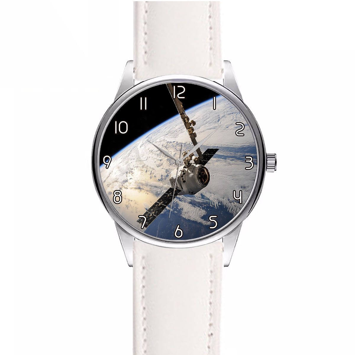 Airplane Flying over Big Buildings Designed Fashion Leather Strap Watches